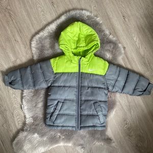 Nike Toddler Puffer Hooded Jacket Lime Green 3T